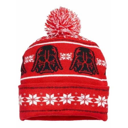 Hat Stocking Cap Beanie - Mens Red Star Wars Pom Beanie Darth Vader Stocking Cap Hat