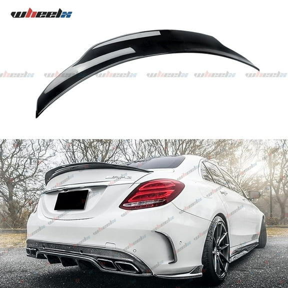 Rear Spoiler Compatible with 2015-2021 Benz W205 C-Class, Duckbill Spoiler Fits for C63 C160 C180 C200 C250 C300 C400 C450 Sedan, Duckbill Trunk Tail Deck Lid Wing Lip (Glossy Black)