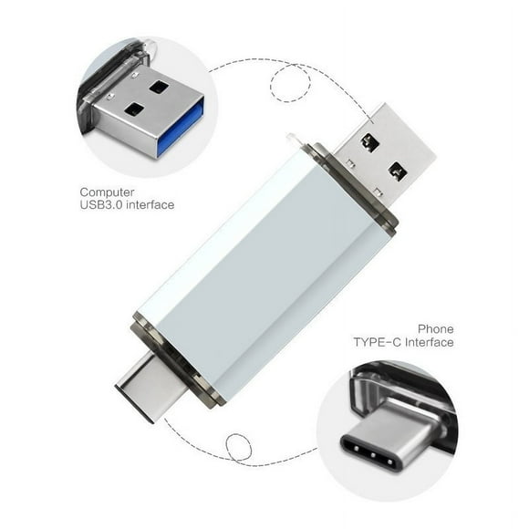 High Speed Type C USB3.1 U Disk L17- Aluminum Alloy Shell USB Flash Drive Silver_32G