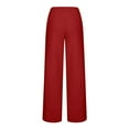 thumbnail image 5 of RYRJJ Plus Size Capri Pants for Women Casual Summer Cotton Linen Harem Pants Elastic Waist Wide Leg Baggy Cropped Trousers(Red,S), 5 of 5