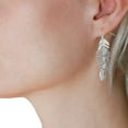 thumbnail image 4 of Floating Feathers Dangle Earrings - Long Hanging Metal Link Leaf Drops by Humble Chic NY, Silver-Tone, 4 of 6