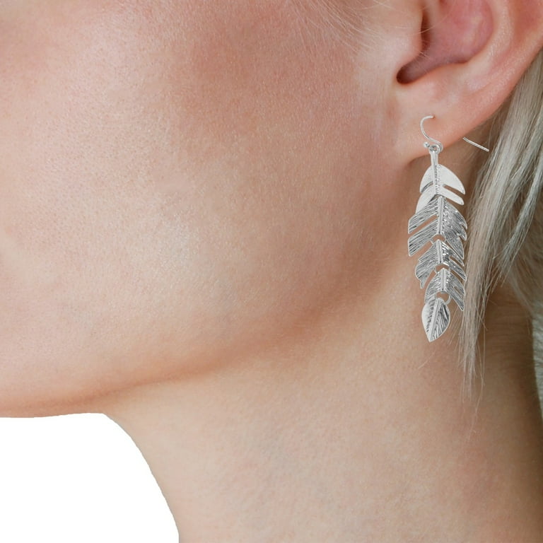 Hanging feather earring sale