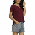 thumbnail image 6 of Buigttklop Womens Tops 2024 Women Round Neck Solid Color Short Sleeve Casual All-Match Pullover Tops, 6 of 6