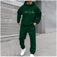 thumbnail image 2 of VBTAPA Men's Tracksuit 2 Piece Hoodie Sweatsuit Sets Heart Print Casual Athletic Jogging Suits Lounge Sports Outfits Big Sales Today Army Green L, 2 of 6