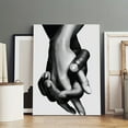 thumbnail image 4 of Black & White Handshake Love Design Romantic Couple Holding Hands Poster Wrapped Wooden Frame Wall Decor,,Canvas Wall Art for Living Room,Bedroom,Office,Ready to Hang, 4 of 5