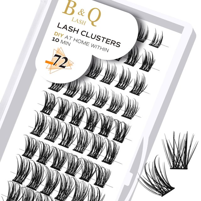 Lash Clusters B02 D Curl 0.630 in Extensiones de pestañas DIY 72 grupos de pestañas B&Q LASH Mega Volumen Pestañas individuales Extensiones de grupos de pestañas Wispy Individual Lashes Cluster DIY en