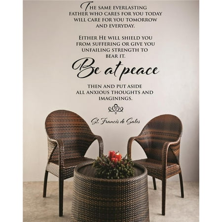 Do It Yourself Wall Decal Sticker Either He Will Shield You From Suffering Or Give You Unfailing Strength To Bear It St. Francis De Gales Quote 20×40