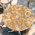 thumbnail image 4 of Round Table Cover 55-60 Inch Spring Botanical Waterproof Reusable Table Cloth Round Fitted Vinyl Tablecloth with Elastic Edged for Parties Outdoors, Watercolor Floral Flowers Botanical Yellow, 4 of 6