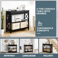 thumbnail image 4 of 39.5 Inch Narrow Console Table, 3 Tier Entryway Table Sofa Side Table with Drawer and Storage Shelves for Hallway, Living Room, Bedroom, Stable X Frame Design, Black, 4 of 8