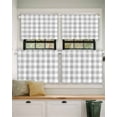 thumbnail image 2 of Gray Plaid Short Blackout Curtains 24 Inch Long Gray Gradient Line Geometric Rod Pocket Kitchen Curtains, 2 Panels Thermal Insulated Room Darkening Drapes for Bedroom, 30"W x 24"L, 2 of 5