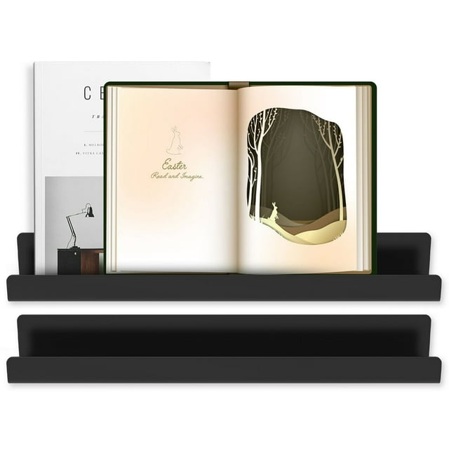 YOPTOP 2 Pcs Bibliothèque Magnétique pour Tableau Blanc Étagère d'Exposition de Livres Flottante Magnétique en Acrylique Réutilisable pour Chambre d'Enfants Classe d'Enseignant Réfrigérateur