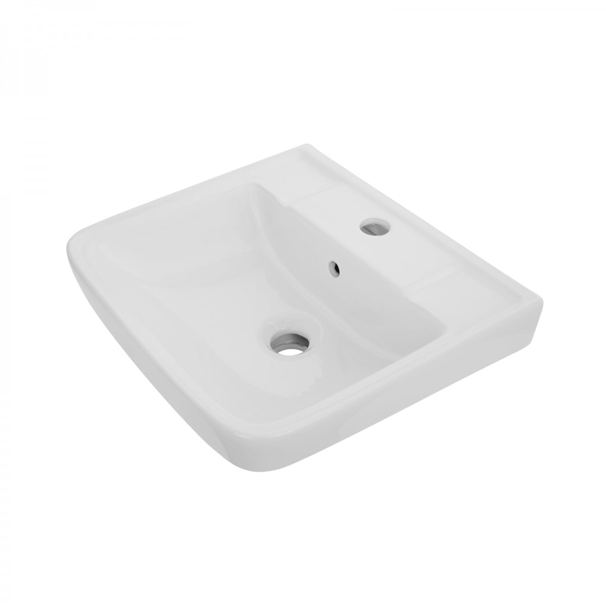 Haddy Rectangle Wall Mount Bathroom Sink 16" W Small White Ceramic Sink with Overflow and Single Faucet Hole Renovators Supply
