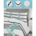 thumbnail image 4 of Nautical Anchor Queen Size Down Alternative Comforter, Lightweight Comforter Quilt Bedding Set with Pillow Shams Turquoise Grey White Horizontal Stripe All Seasons Bed Comforter Duvet Insert 90"x96", 4 of 7