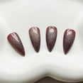thumbnail image 3 of Stiletto Medium Fake Nails Cat Eye Acrylic Nails with Glitter Gradient Handmade Press on Nails Jelly Press on Nails Glossy Stick on Nails for Women girls, 3 of 4