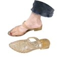 thumbnail image 3 of oqasdz Women Slippers Summer On Sandals with Pointed Toe Mid Heel Hollow Toe Wrap Stylish Jelly Summer Casual Wear,Yellow, 3 of 7