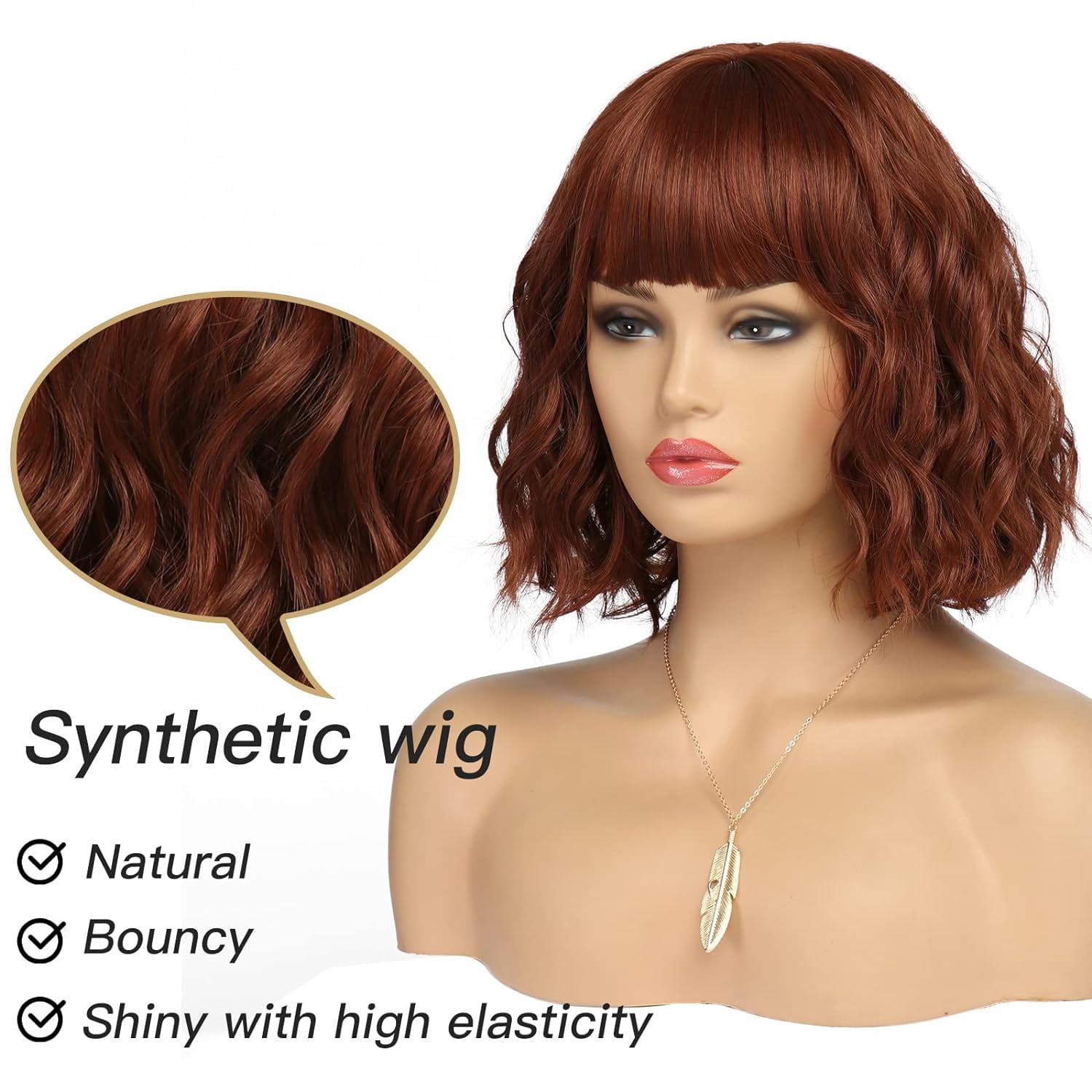 DOPI Short White Silver Wigs for Women Ombre Grey Wavy Bob Wig with Bangs Medium Length Synthetic Hair Water Wave Dark Roots Wig Gray Colorful Wigs（12 Inches）