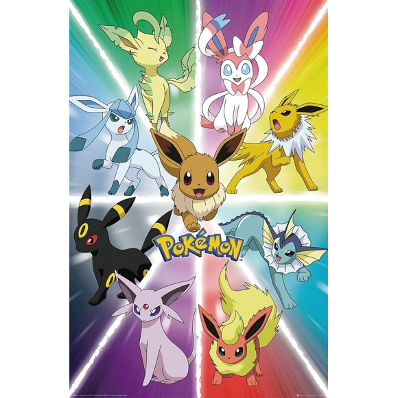 PPHAOSHO Behrens Pokemon Eevee Evolution Wood Various Poster frameless Painting Canvas Wall Posters Art Picture Print Modern Home Decor 12x18inch