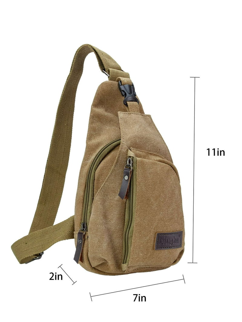 PULLIMORE Canvas Sling Bag With Multi-Pocket, Anti-Theft, Single