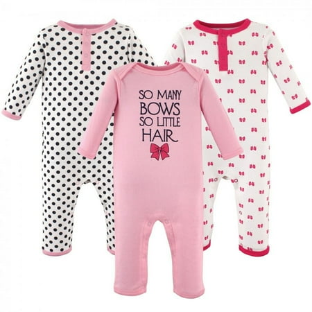 UPC: 0660168513110 | Hudson Baby Infant Girl Cotton Coveralls 3pk So Many Bows 6-9 Months