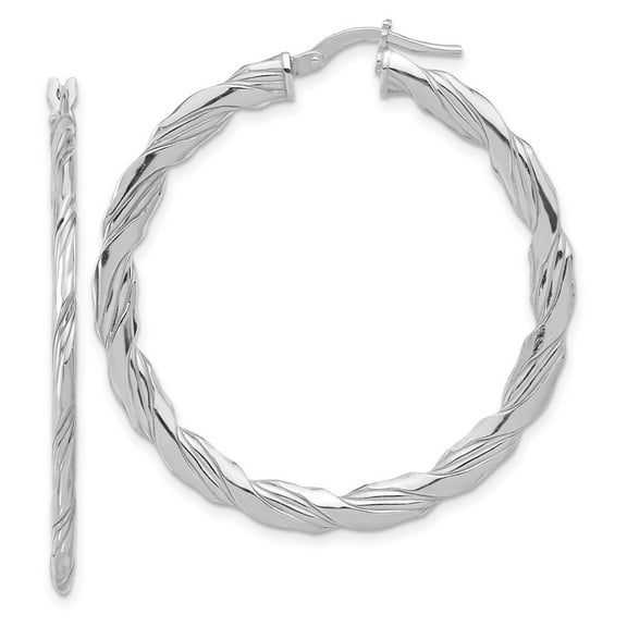 Auriga Fine Jewelry 925 Sterling Silver Textured Twisted Hoop Earrings for Women (L-43mm, W-41.1mm)