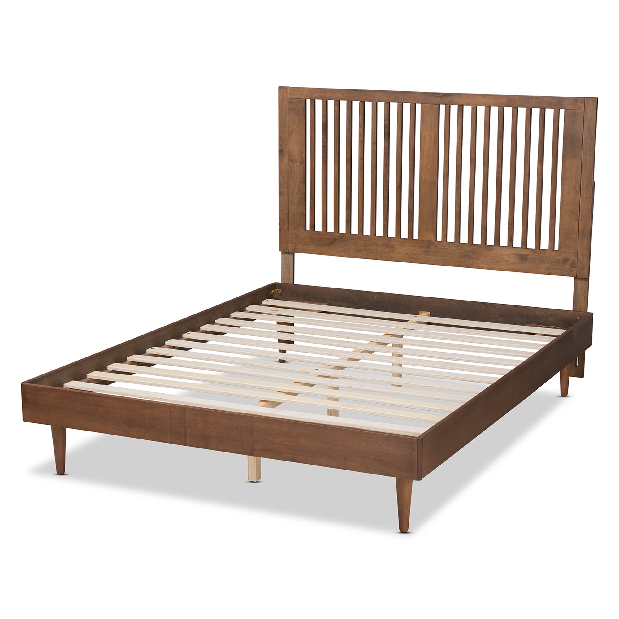 Baxton Studio Kioshi Mid-Century Wood Platform Bed, Queen, Ash Walnut