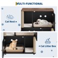 thumbnail image 3 of Fulvari Double Litter Box Enclosure for 2 Cats with Scratching Post, Double Layer Design, Hidden Kitty Toilet Furniture Cabinet with Scratching Posts & Double-Layer Litter Mats, Built-in Scratching, 3 of 8