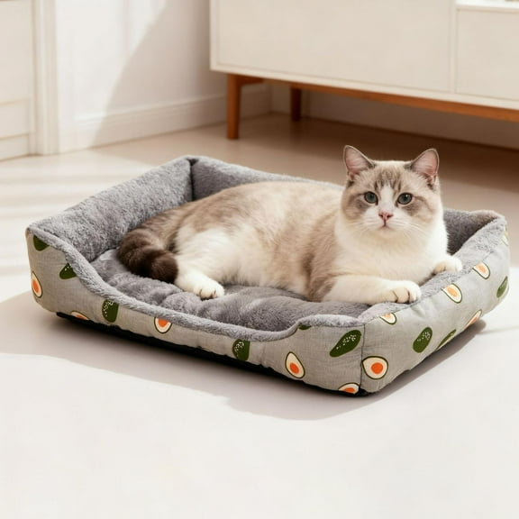 Winter Warm Pet Bed, All-Season Plush Dog Cat Bed 19.69x15.75in in Multicolor, Waterproof Cozy Pad for Small Large Pets, Non-Slip Base with Arctic Fleece Lining for Home Use