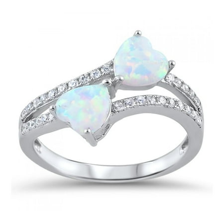- 925 Sterling Silver Lab opal Gem Ring
