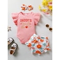 thumbnail image 4 of Happy Town Baby Girl Romper Clothes Summer Ruffle Sleeve Tops Floral Shorts Set For 1-18M, 4 of 8