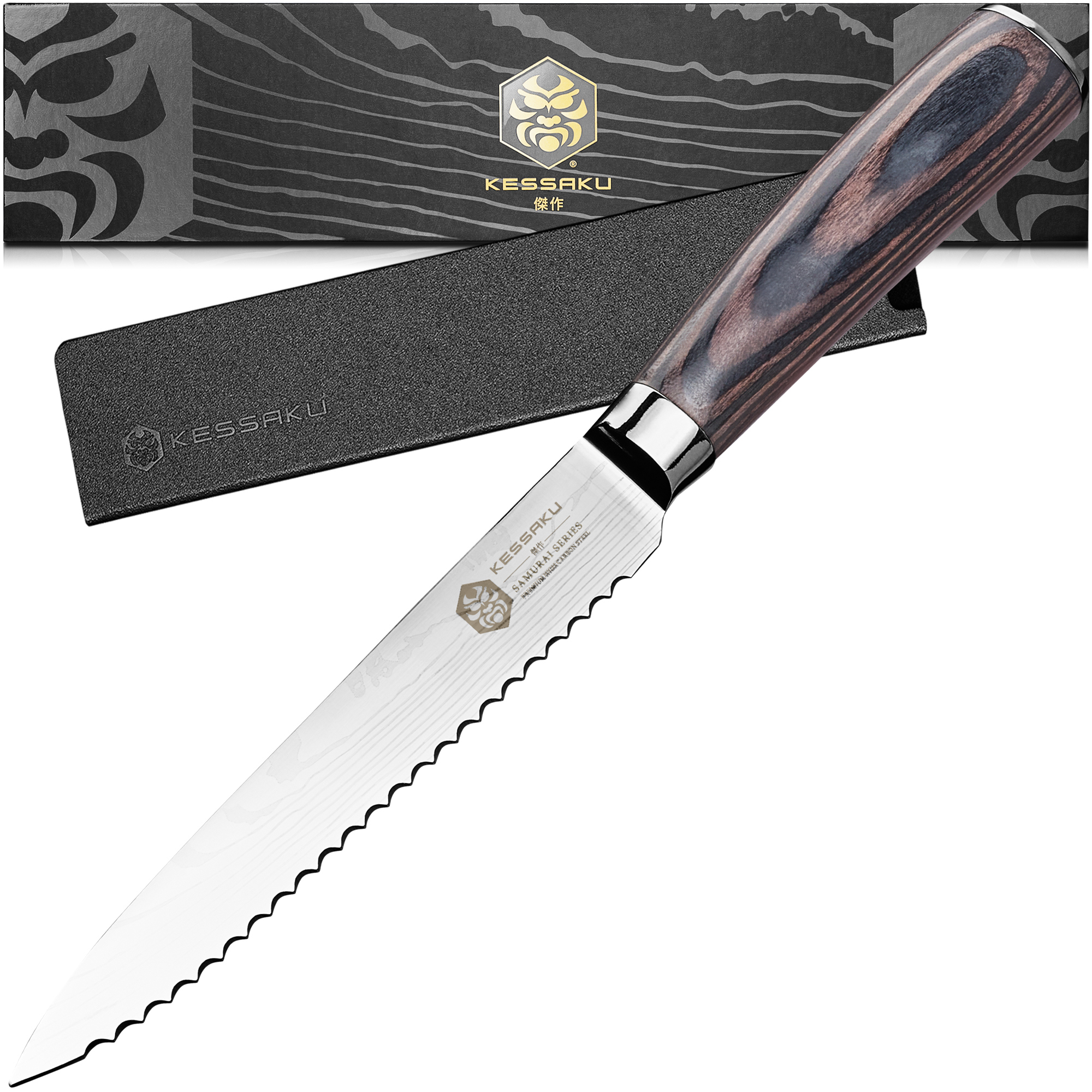 Kessaku 5.5Inch Serrated Utility Knife Samurai Series High