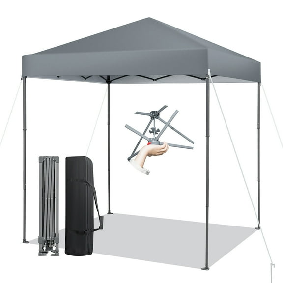 Gymax Patio 6.6 x 6.6ft Outdoor Pop-up Canopy Tent UPF 50  Portable Sun Shelter Gray