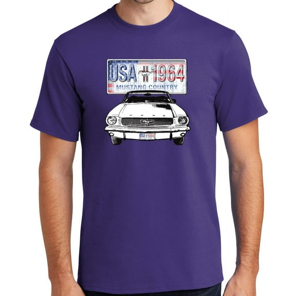 Buy Cool Shirts '64 Ford Mustang Country Cotton T-shirt, 5XL Purple