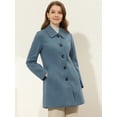 thumbnail image 2 of Abrigo de invierno para mujer Cuello de piel sintética Abrigo largo cálido gris azul S, 2 of 6