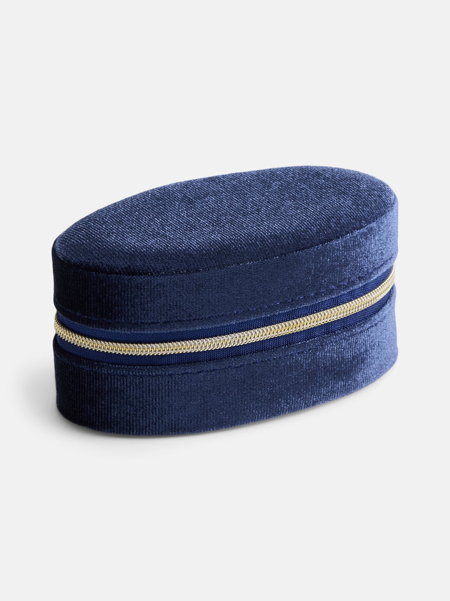 Scenario Women's Oval Zippered Velvet Jewelry Organizer, Blue