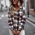 thumbnail image 3 of Camisa de manga larga a cuadros para mujer, abrigo informal con cuello y botones, blusa para uso diario, azul purpúreo XL, 3 of 8