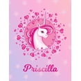 thumbnail image 1 of Priscilla: Unicorn Large Blank Primary Handwriting Learn to Write Practice Paper for Girls - Pink Purple Magical Horse Personaliz, 1 of 1
