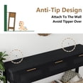 thumbnail image 7 of Furnihold 51.2"W Rattan Console Table with Power Outlet, Wood Boho Entry Table with 3 Drawer for Living Room, Black, 7 of 7
