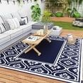 thumbnail image 1 of Outsunny 8' x 10' Reversible Outdoor Rug, Gourd Border, Blue, White, 1 of 10