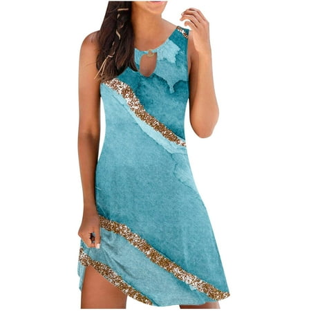 

YanHoo Summer Dresses for Women Beach Floral Tshirt Sundress Casual Boho Tank Dress