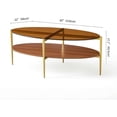 thumbnail image 2 of Rectangle Coffee Table Mid-Century Modern Design L W x H for Living Room - Structure Amber Glass Top and Walnut MDF Shelf Sleek Conical Metal Legs with Gold Finish, 2 of 8