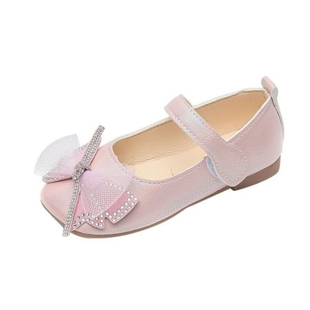 

TAIAOJING Girls Sandals Glitter Cute Shoes Round Toe Mesh Rhinestone Bow Flat Bottom Light And Comfortable Non-Slip Shoe