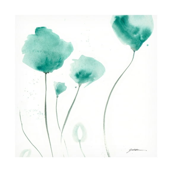 Canvas Wall Art - Sheila Golden 'Teal Trio' Wall Art for Living Room, Bedroom, or Office Décor by Trademark Fine Art - 14 x 14 Inches