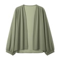 thumbnail image 5 of Lnmiateer Women Open Front Chiffon Cardigan Long Sleeve Elastic Cuffs Side Pockets Loose Flowy Casual Jacket Autumn Winter Office Indoor Layering Outerwear, 5 of 6