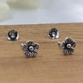 thumbnail image 5 of Silver Oxidised Vintage Flower Stud Earring Beautifull Flower Earring Floral Jewelry Handmade Pushback Stud 925 Sterling Gift for Her, 5 of 7