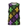 thumbnail image 2 of Easygdp Mardi Gras1 Men's Mesh Basketball Jersey Quick Drying Sleeveless Shirts Fitted Muscle Tank Tops Sport Round Neck T-Shirt - Medium, 2 of 9