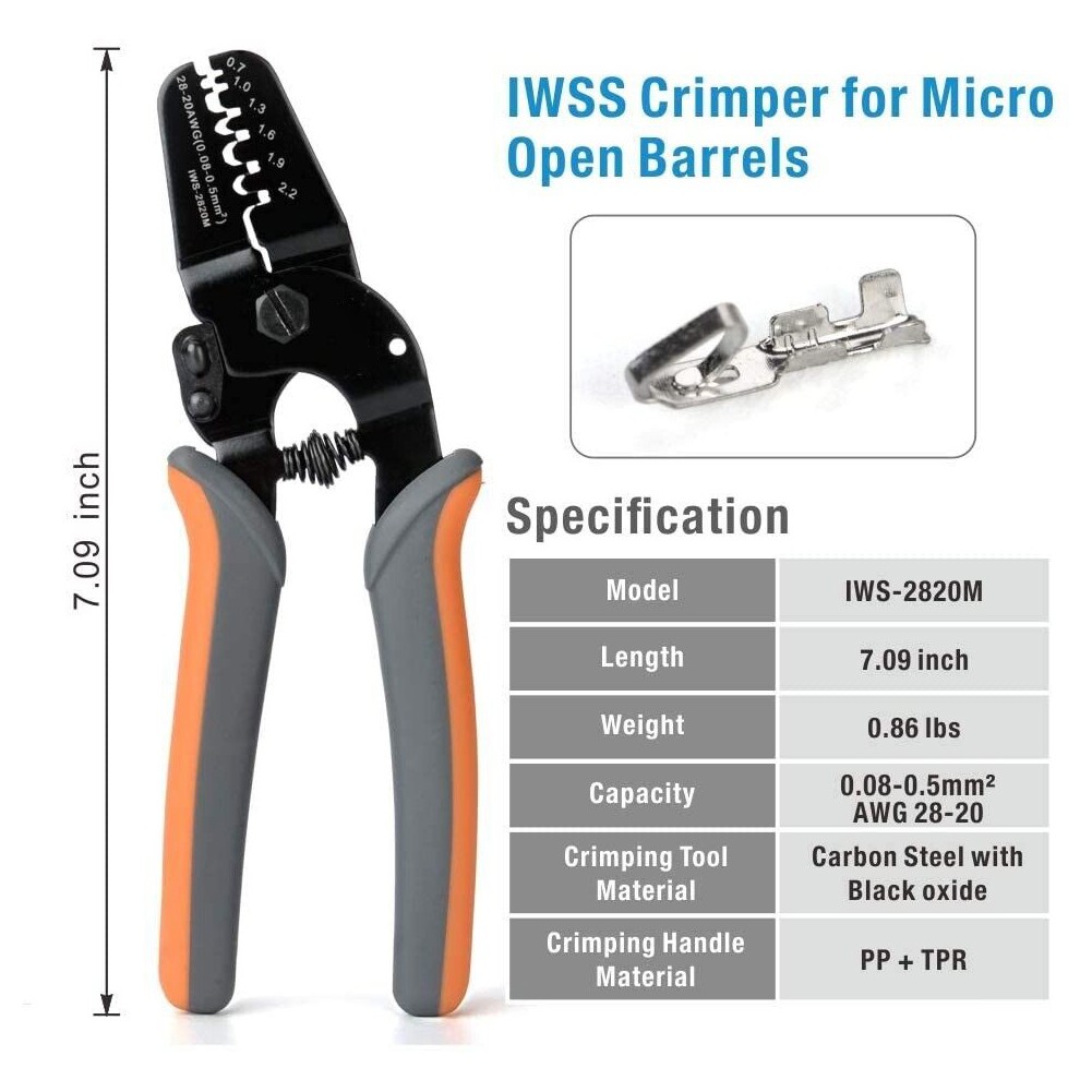 Iws-2820M Open Crimping Tools Works On Awg28-20 Terminals