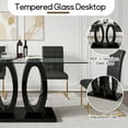 thumbnail image 7 of AF Design Glass Dining Table Set of 5, Tempered Glass Table with Double O-Shape Base, 4 Velvet Nailhead Chairs for Kitchen, Living Room, 7 of 7