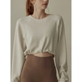 thumbnail image 5 of Liacowi Women Juniors Workout Crop Tops Long Sleeve Drawstring Pullover Solid Color Sweatshirts Running Shirts, 5 of 8