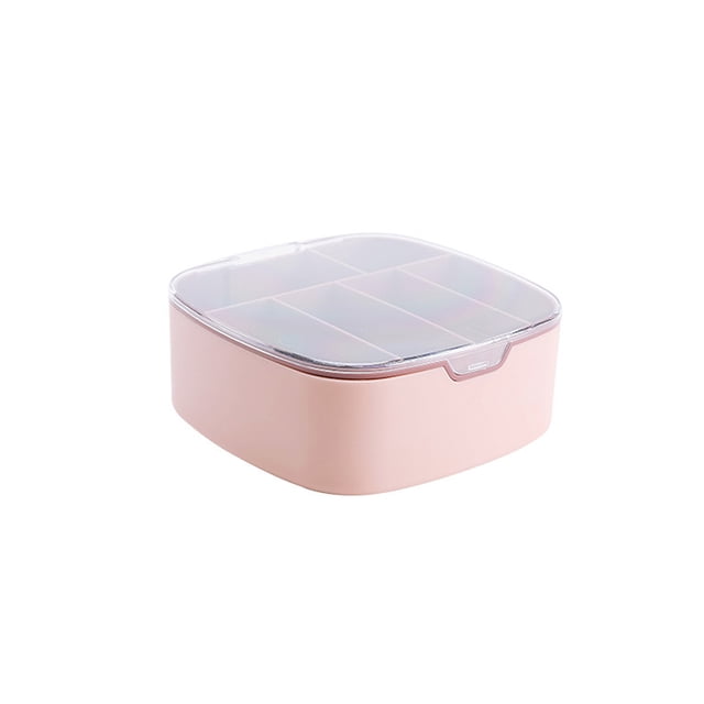Injueey Caja de Cable de datos de 5 rejillas, contenedor transparente, multifunción, escritorio, maquillaje, estuche para llaves a prueba de polvo, Almacenamiento y organización del hogar Rosa Injueey HA079971-02