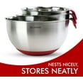 thumbnail image 2 of Mixing Bowls with Lids Set of 3, Stainless Steel Nesting Bowls with Red Airtight Lids, Graters, Non-Slip Base and Handles, Bowl Set for Prep, Mixing, and Food Storage, 2 of 9